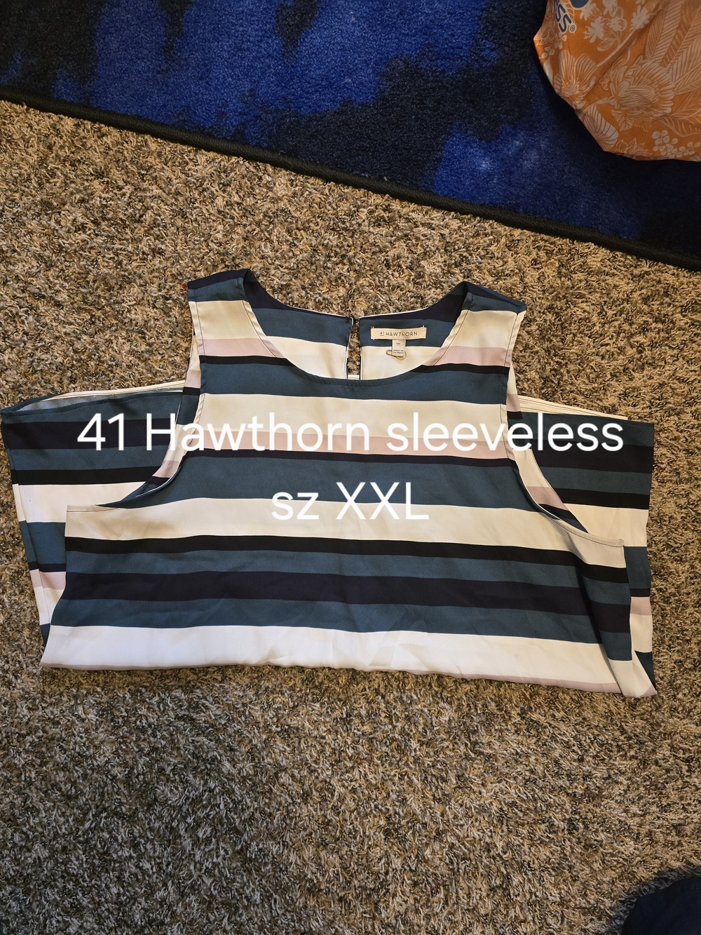 41 Hawthorn Striped Sleeveless Blouse in Navy, White, Pink